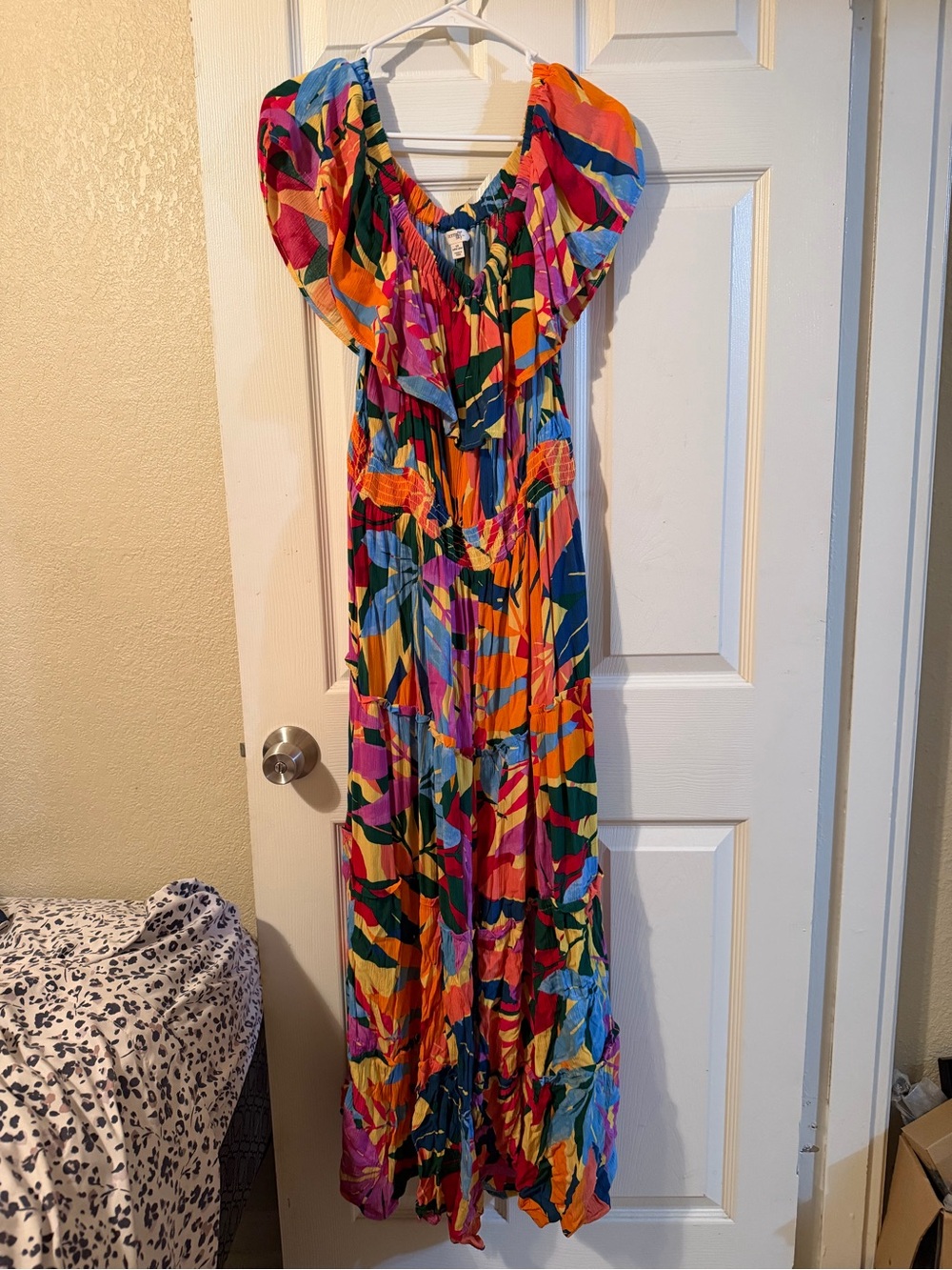 Terra & Sky Multicolor Floral-Print Maxi Dress — Blue, Orange, Pink, Green